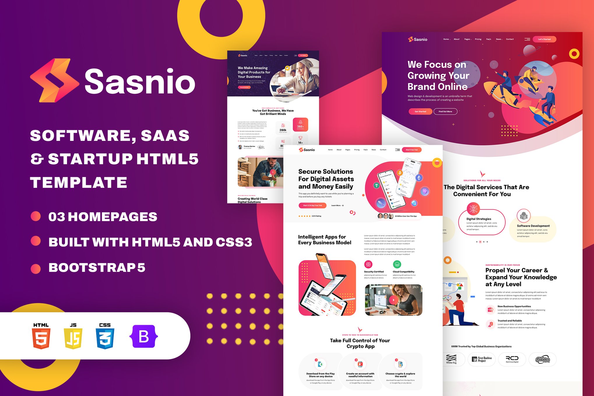 Imagen de portada de Sasnio - Software, SaaS & Startup HTML5 Template (plantilla web)