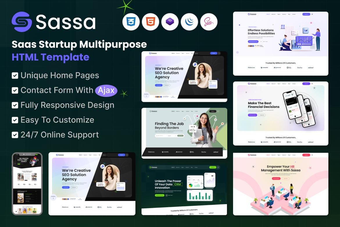 Imagen de portada de Sassa - Sass Startup Multipurpose HTML Template (plantilla web)