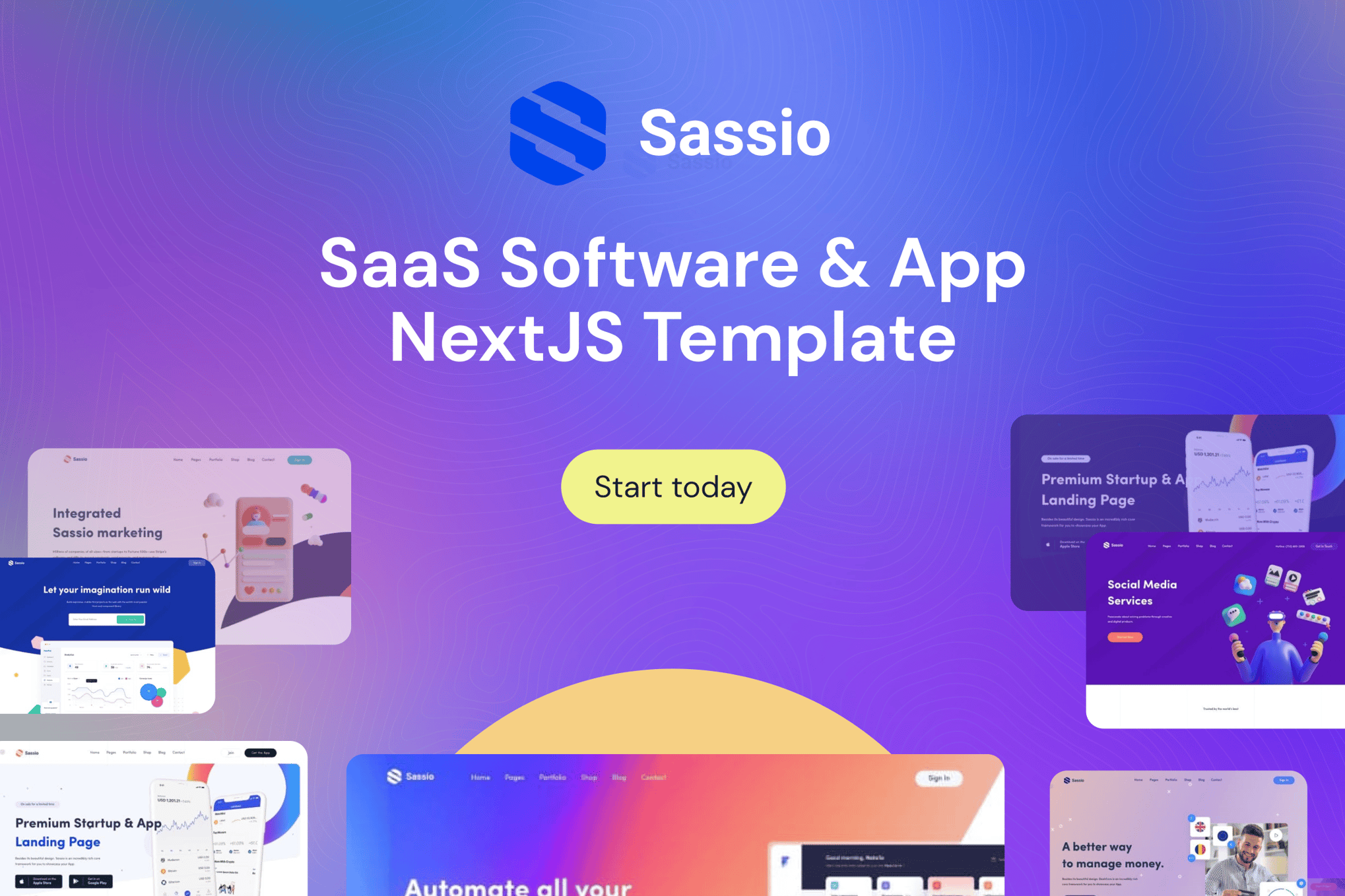Imagen de portada de Sassio - SaaS Software & App NextJS Template (plantilla web)