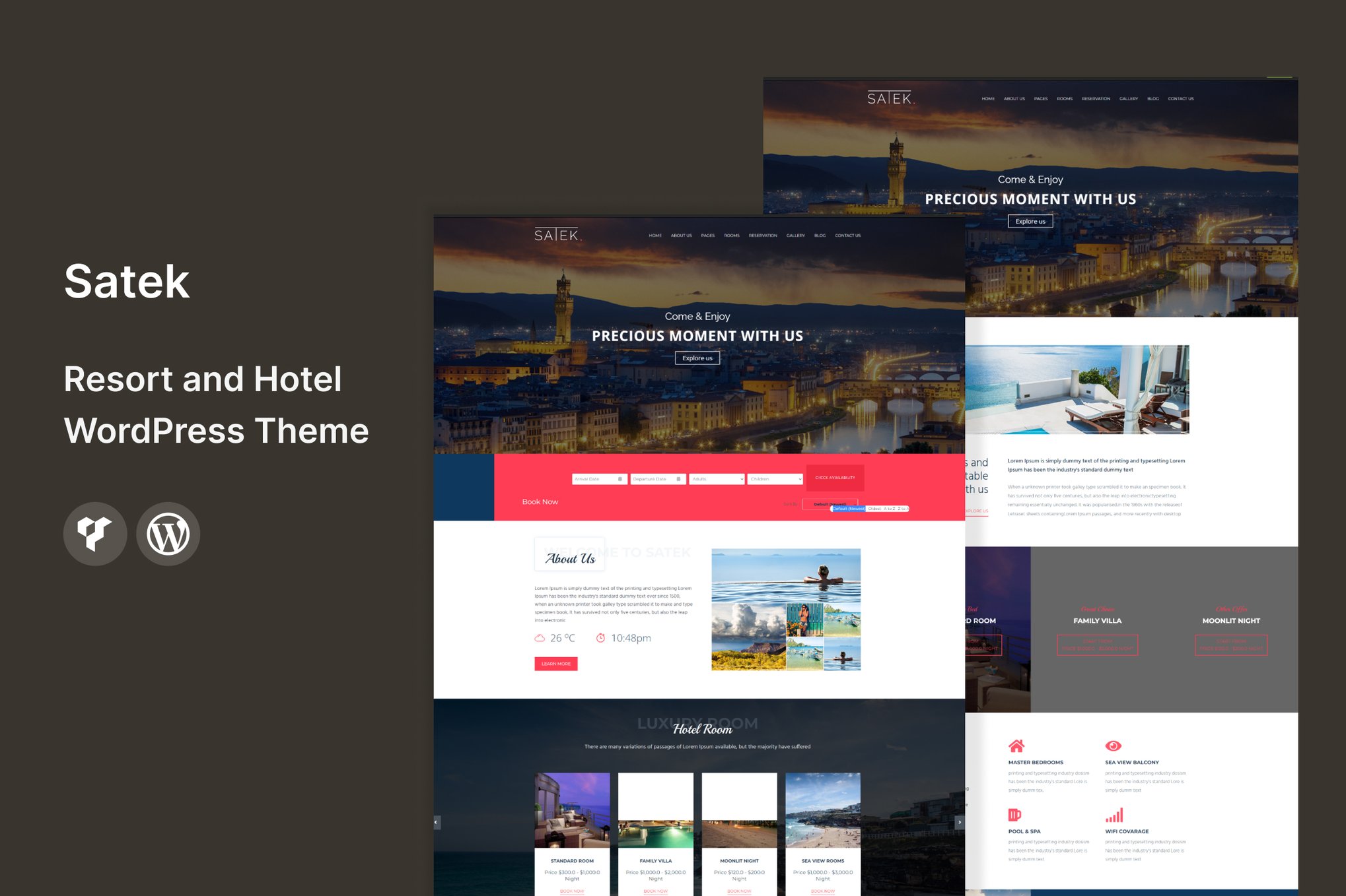 Imagen de portada de Satek - Resort and Hotel WordPress Theme (tema)