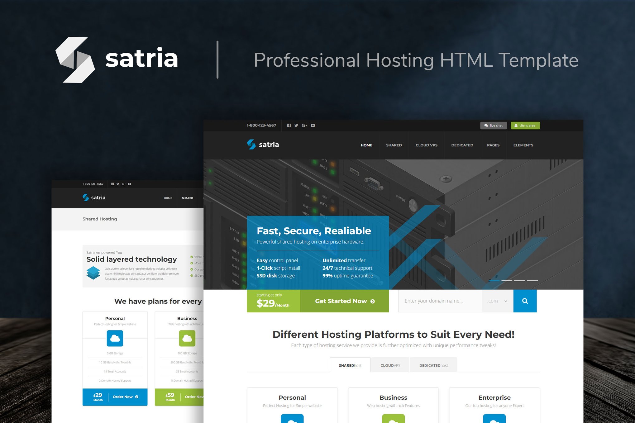 Imagen de portada de Satria - Professional Hosting HTML Template (plantilla web)