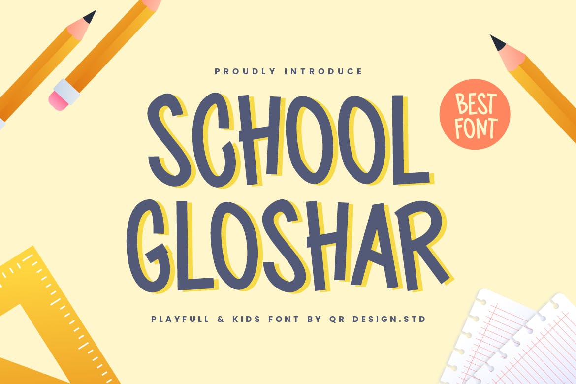 Imagen de portada de School Gloshar Font (fuente)