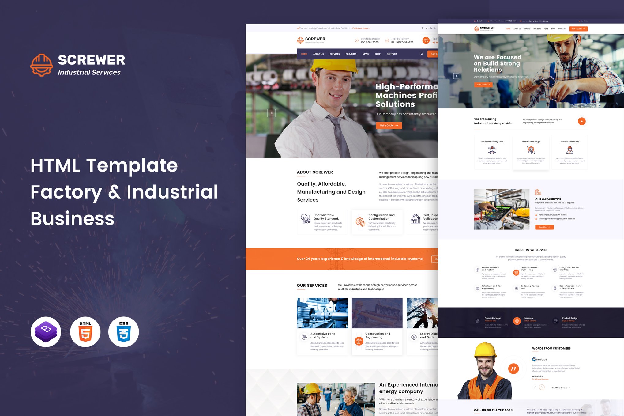 Imagen de portada de Screwer - Factory & Industrial Business Template (plantilla web)