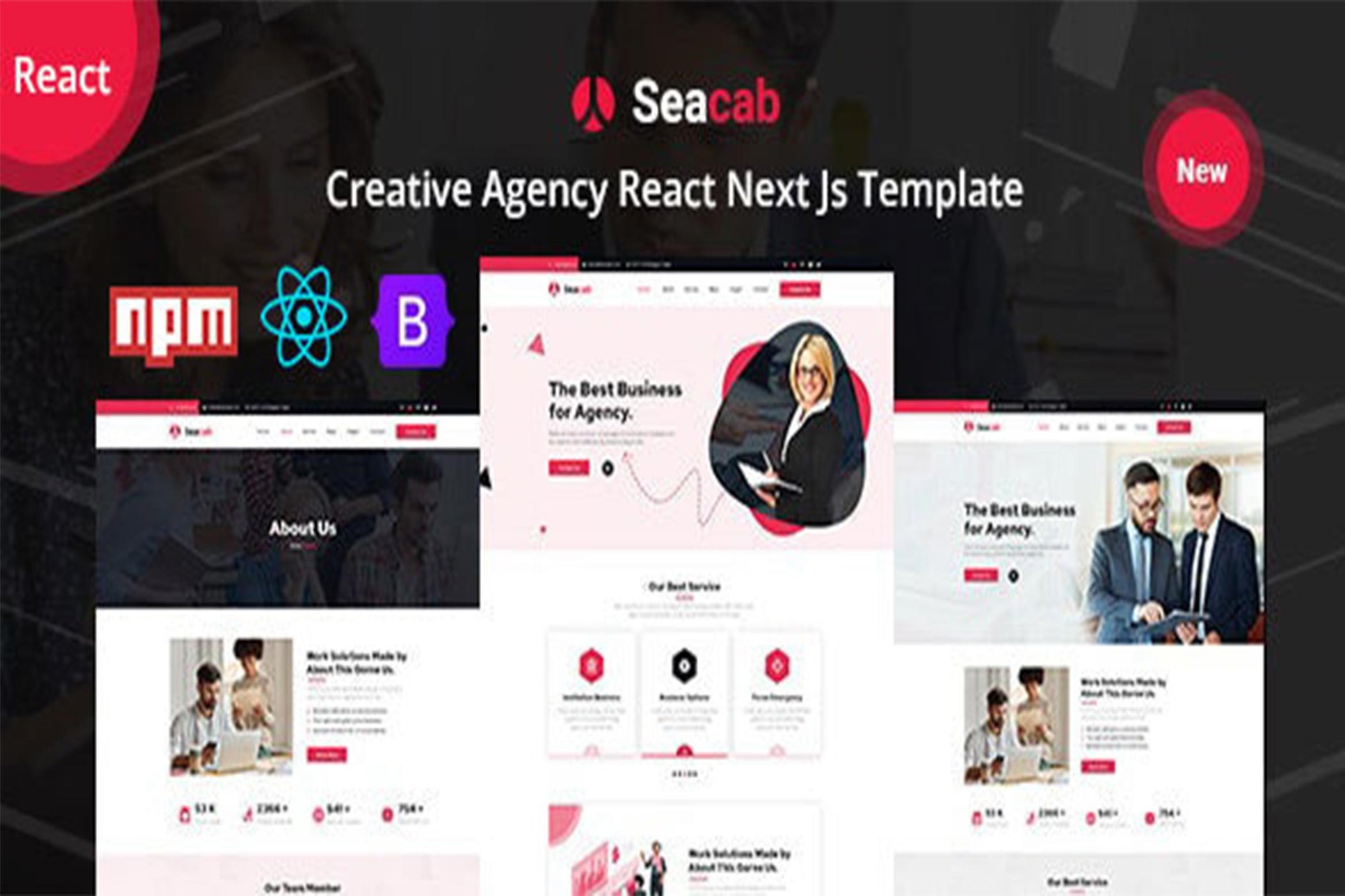 Imagen de portada de Seacab - Creative Agency React Next JS Template (plantilla web)