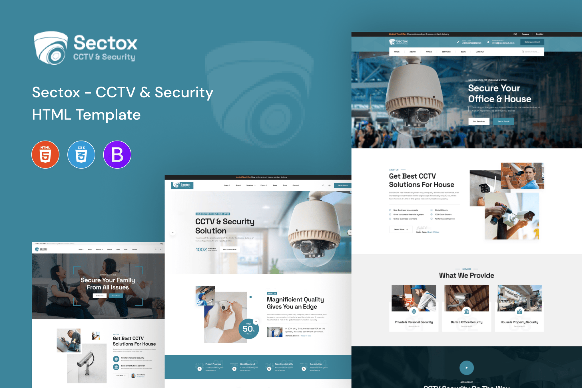 Imagen de portada de Sectox – CCTV & Security HTML Template (plantilla web)
