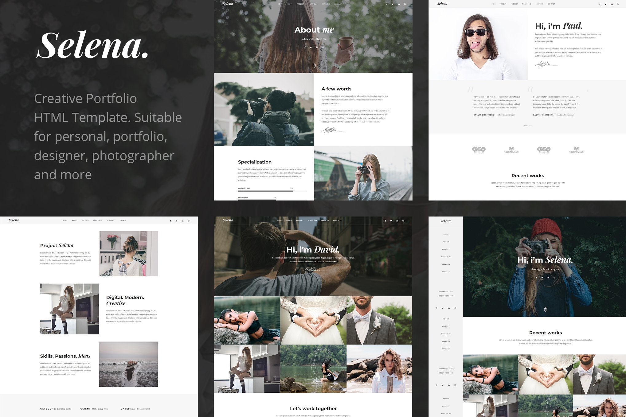 Imagen de portada de Selena. - Portfolio & Personal HTML Template (plantilla web)