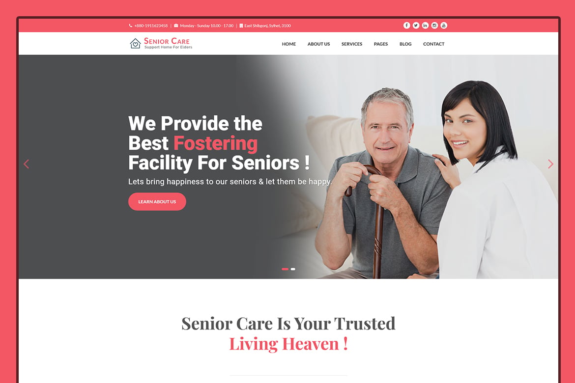 Imagen de portada de Senior Care - Elders Support HTML5 Template (plantilla web)