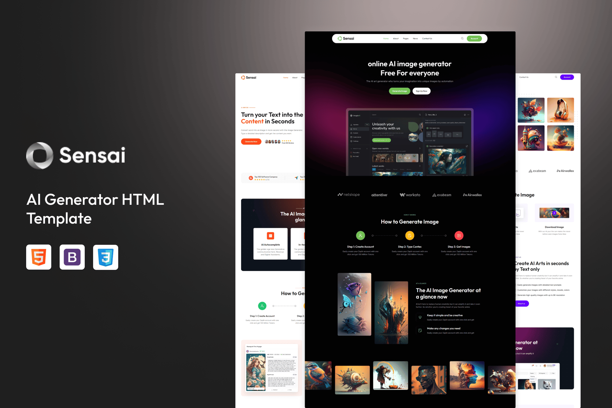 Imagen de portada de Sensai - AI Generator HTML Template (plantilla web)