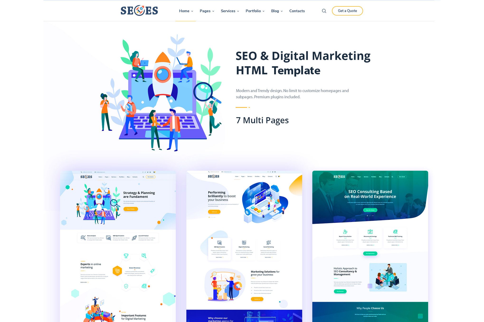 Imagen de portada de SeOes Marketing Agency HTML Template (plantilla web)