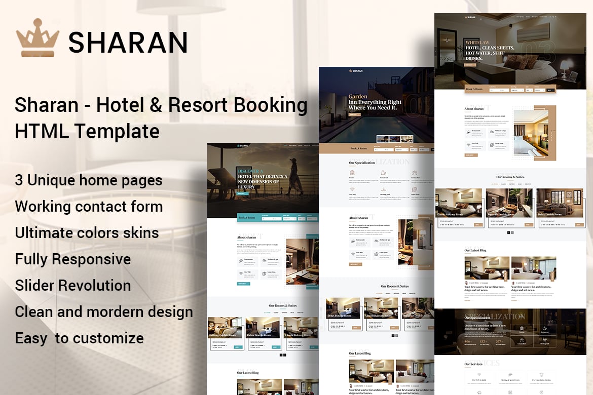 Imagen de portada de Sharan - Hotel & Resort Booking HTML Template (plantilla web)