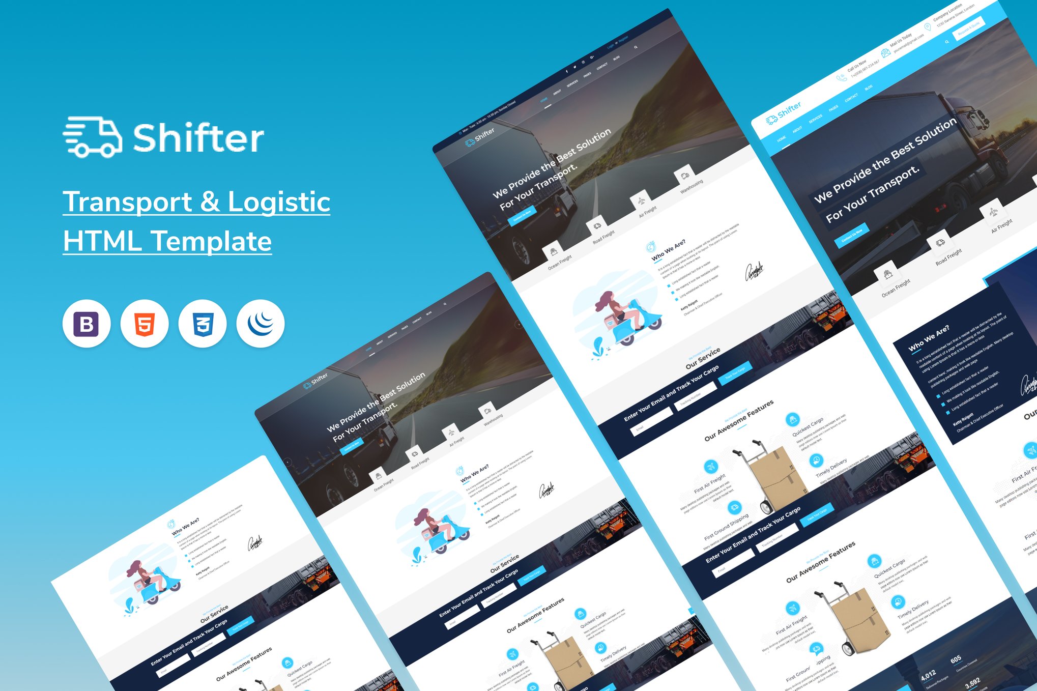 Imagen de portada de Shifter – Transport & Logistic HTML Template (plantilla web)