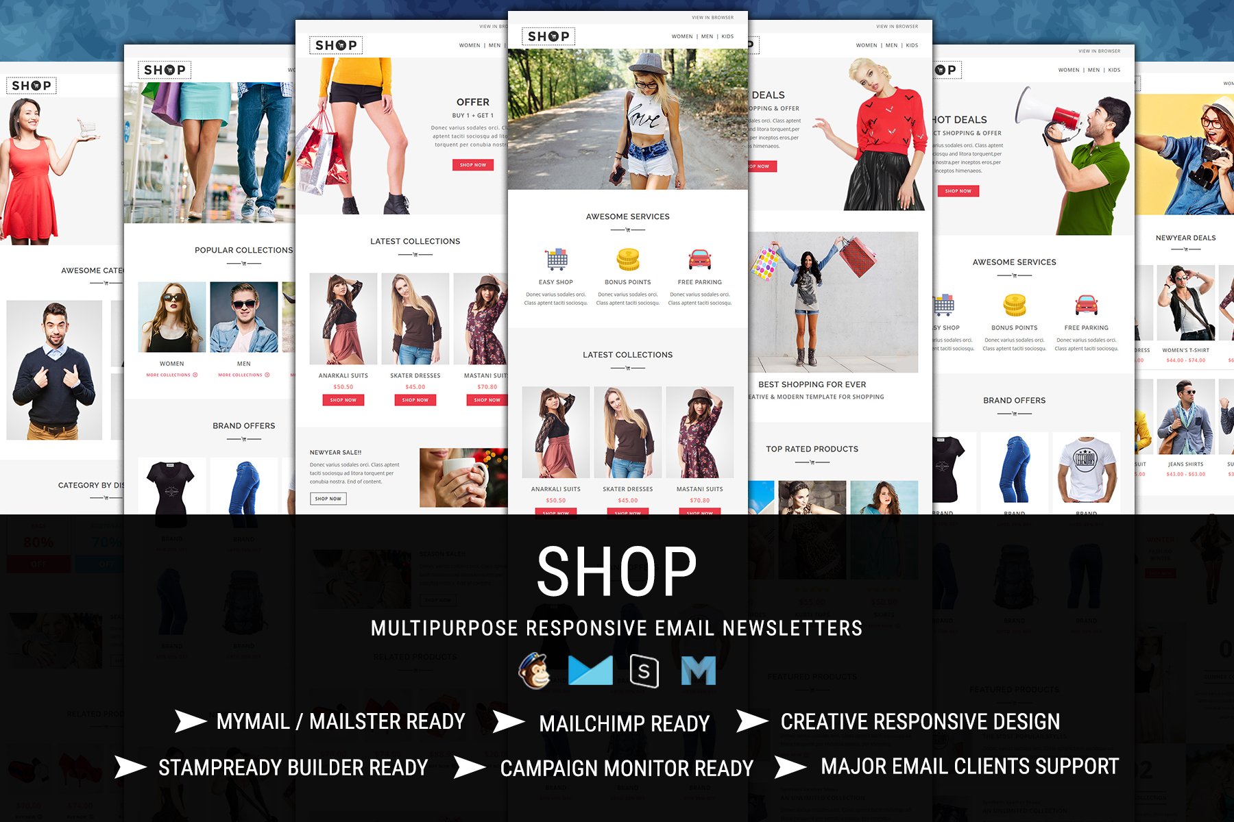 Imagen de portada de SHOP - Responsive Shopping Email Pack (plantilla web)