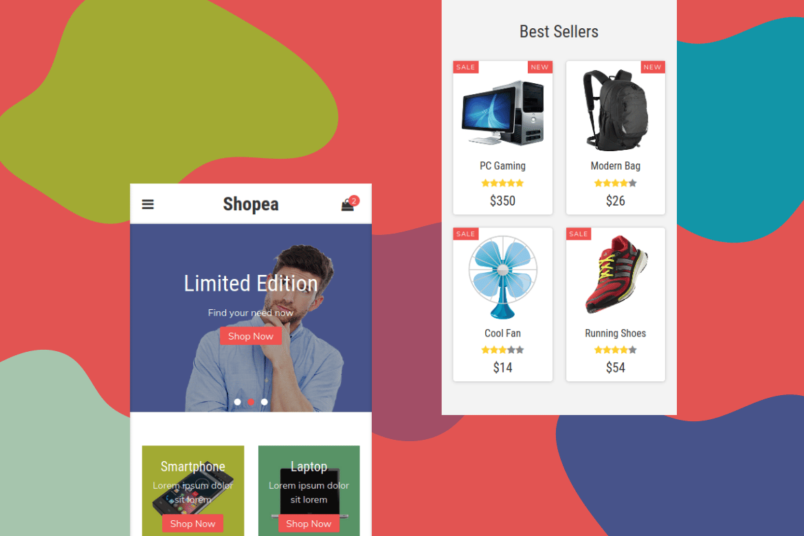 Imagen de portada de Shopea - eCommerce Mobile Template (plantilla web)
