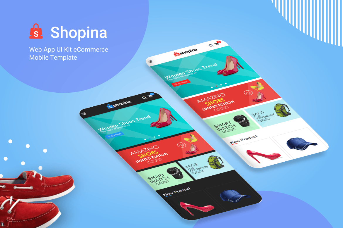 Imagen de portada de Shopina - Web App UI Kit eCommerce Mobile Template (plantilla web)