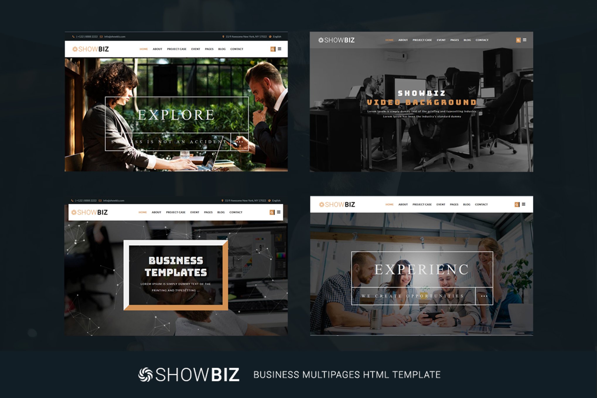Imagen de portada de Showbiz - Multipages Business HTML Template (plantilla web)