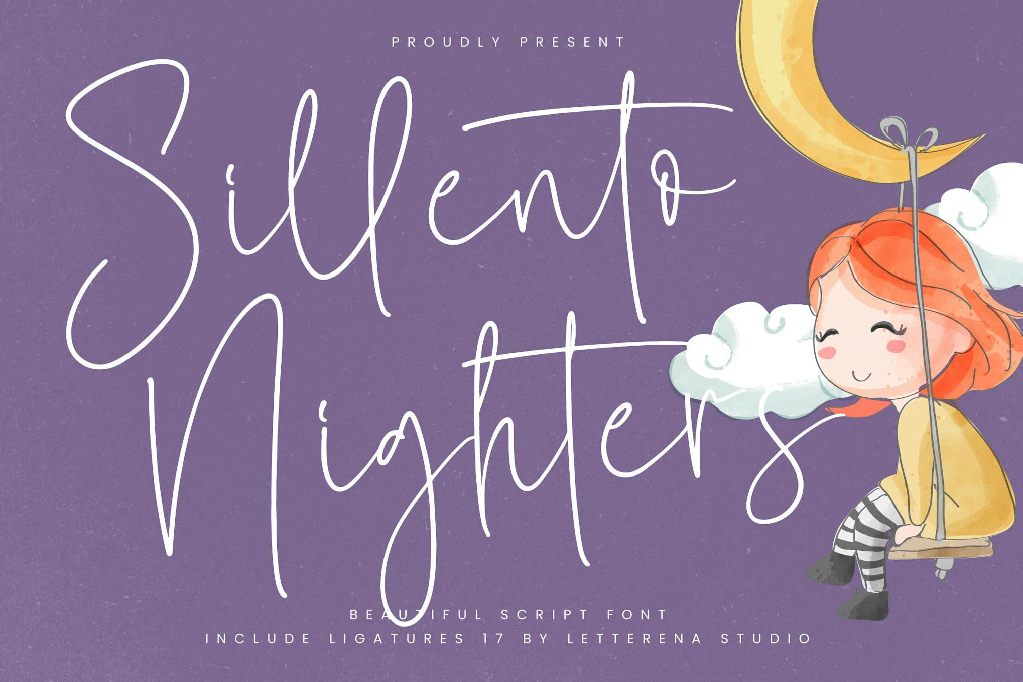 Imagen de portada de Sillento Nighters Script Font (fuente)
