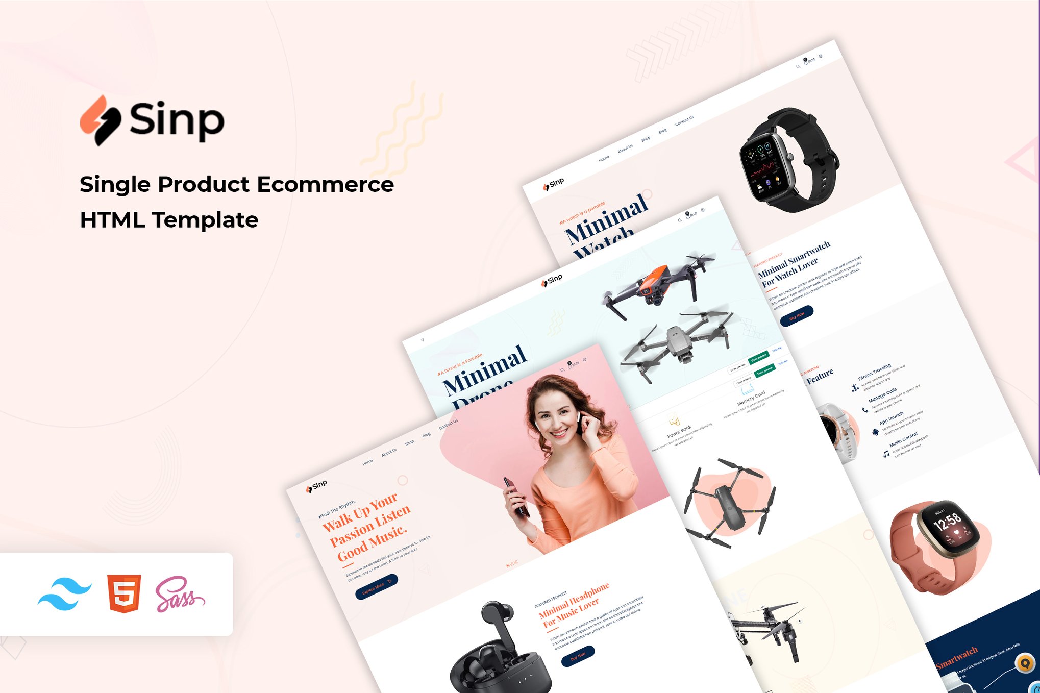 Imagen de portada de Sinp - Single Product Ecommerce HTML Template (plantilla web)