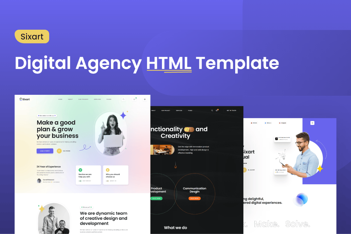 Imagen de portada de Sixart - Digital Agency HTML Template (plantilla web)
