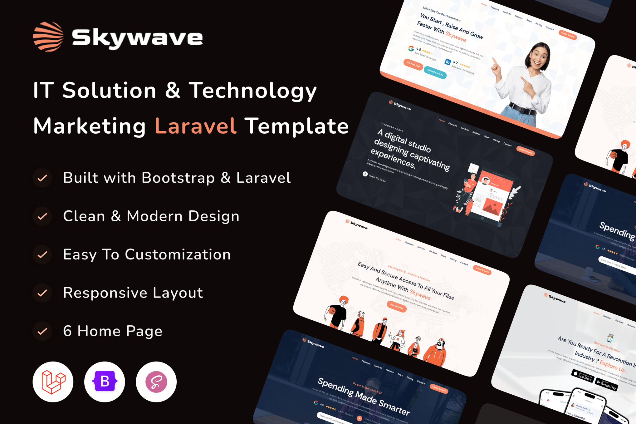 Imagen de portada de Skywave - IT Solution Technology Laravel Template (plantilla web)