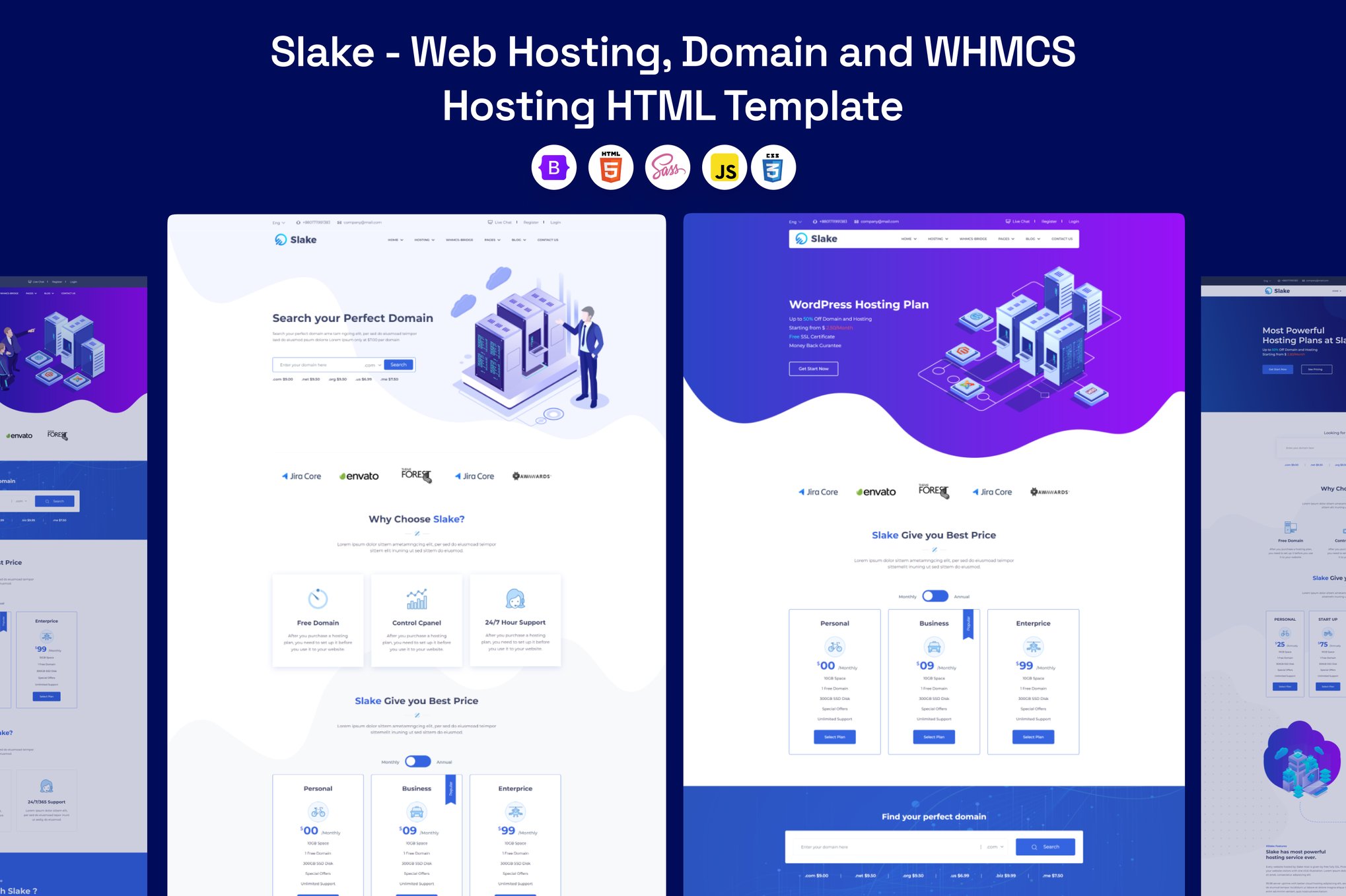 Imagen de portada de Slake - Web Hosting, Domain & WHMCS Template (plantilla web)