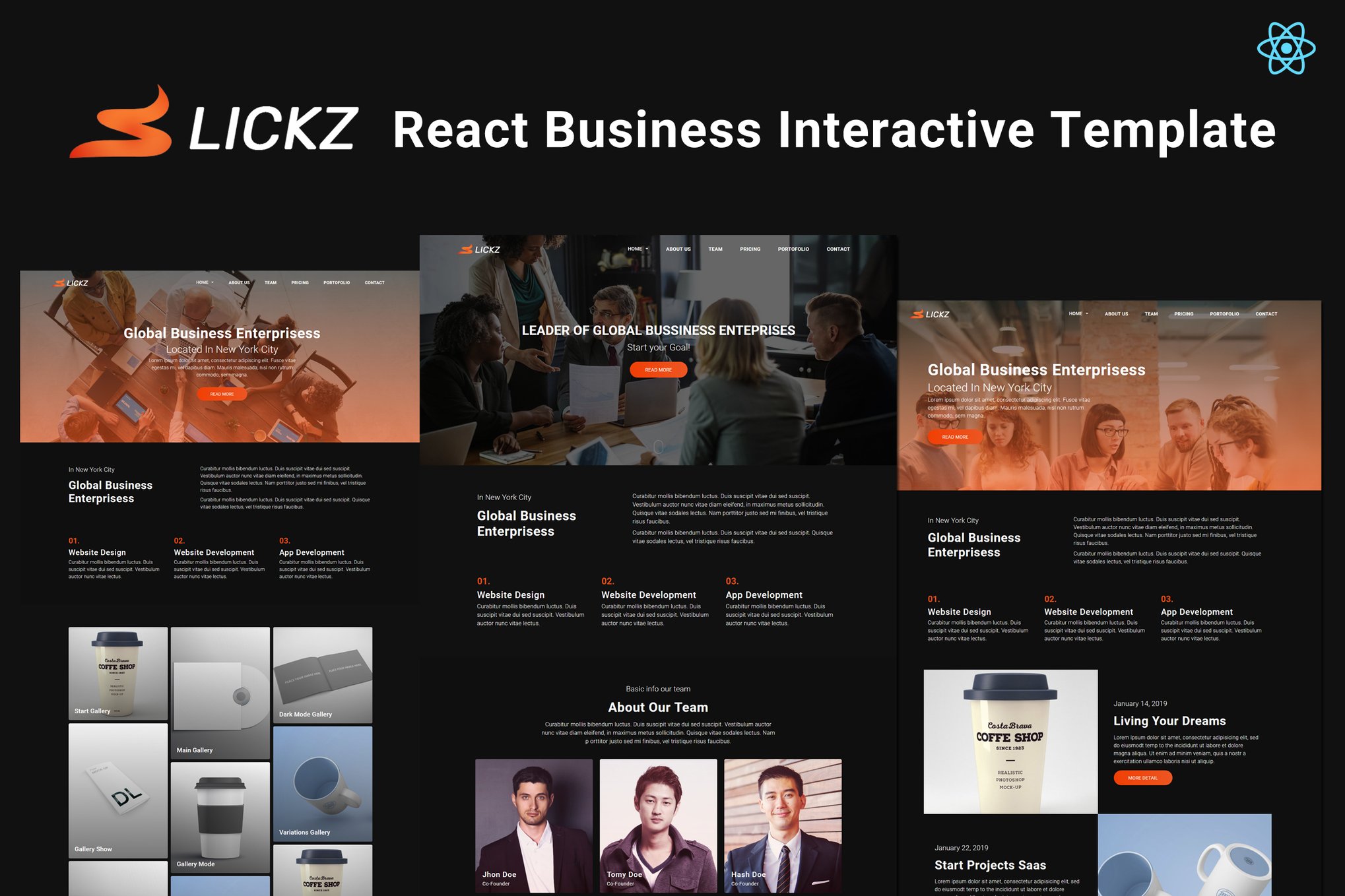 Imagen de portada de Slickz - React Business Interactive Template (plantilla web)
