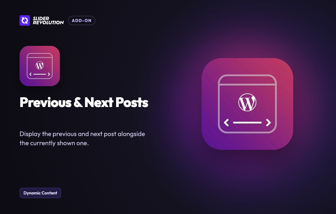 Imagen de portada de Slider Revolution Previous & Next Posts Addon (plugin)