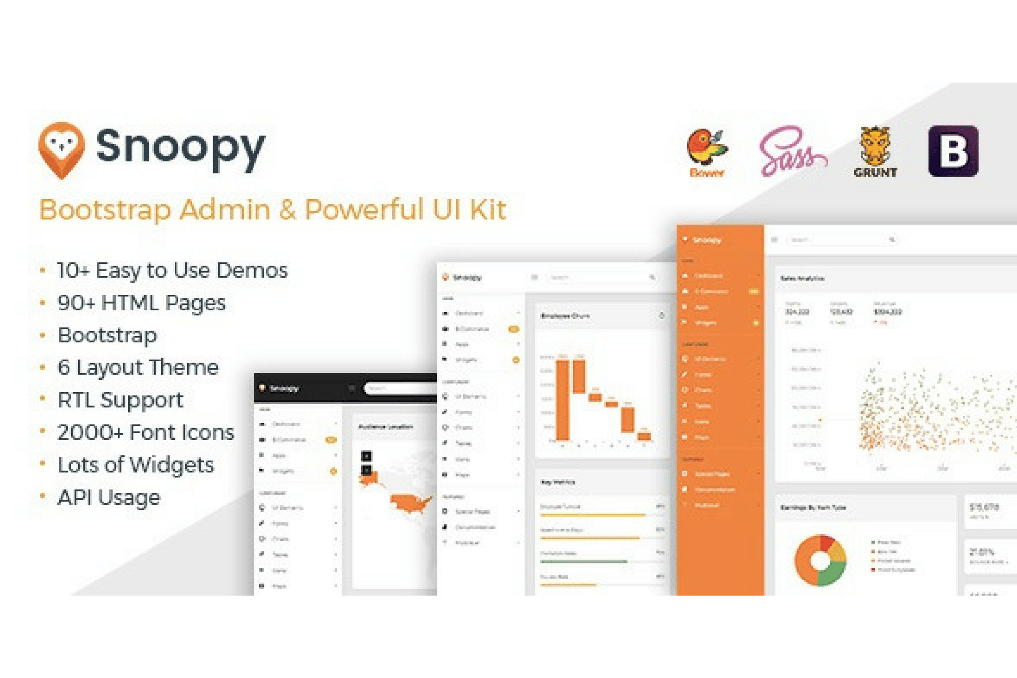 Imagen de portada de Snoopy - Multipurpose Bootstrap Admin Dashboard (plantilla web)
