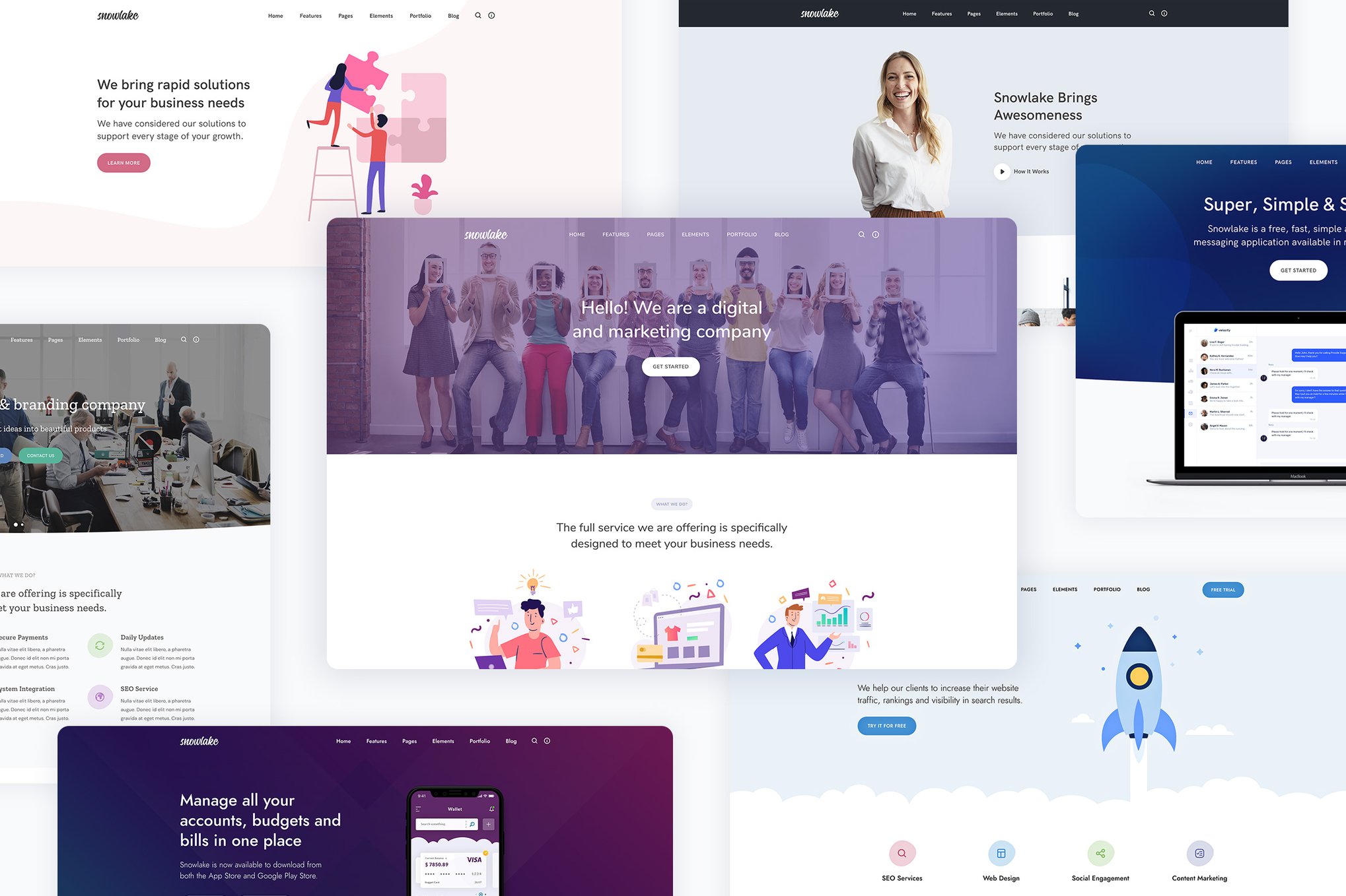 Imagen de portada de Snowlake - Creative Business & Startup Template (plantilla web)