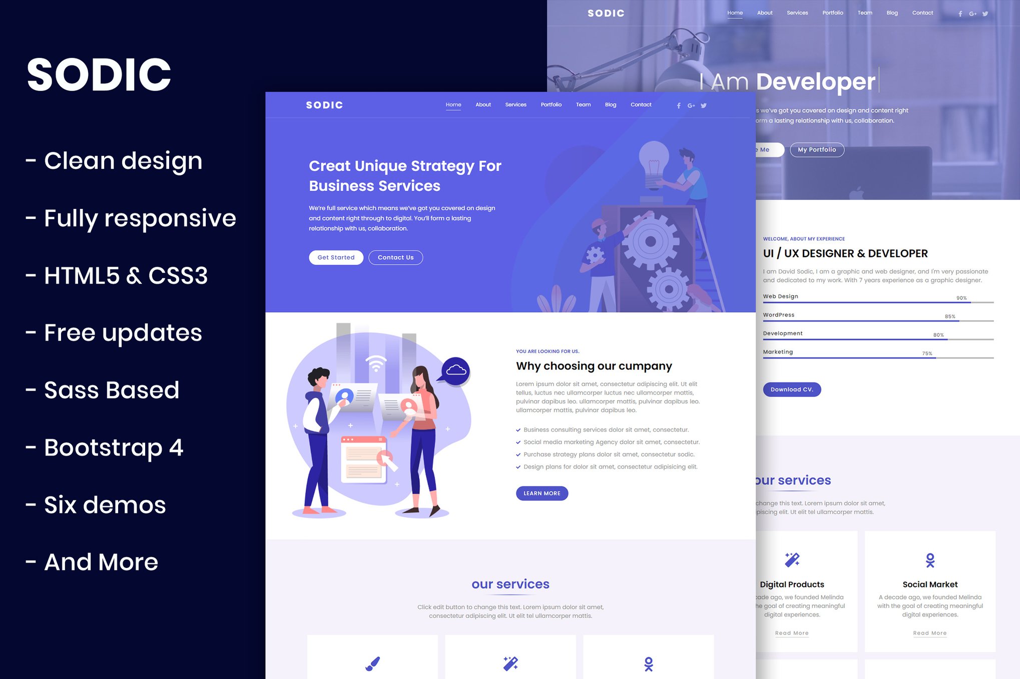 Imagen de portada de Sodic - Multi-Purpose OnePage Template (plantilla web)