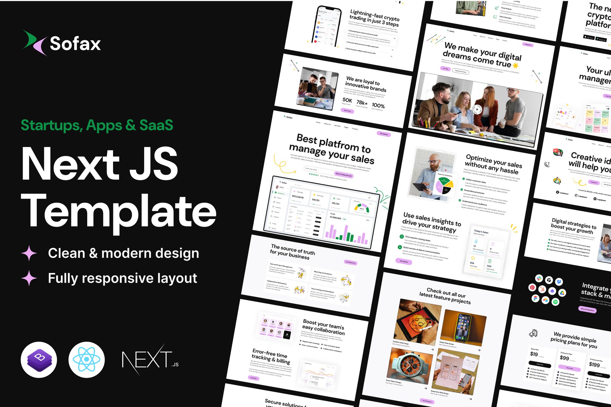 Imagen de portada de Sofax – Saas Startup React Next Js Template (plantilla web)