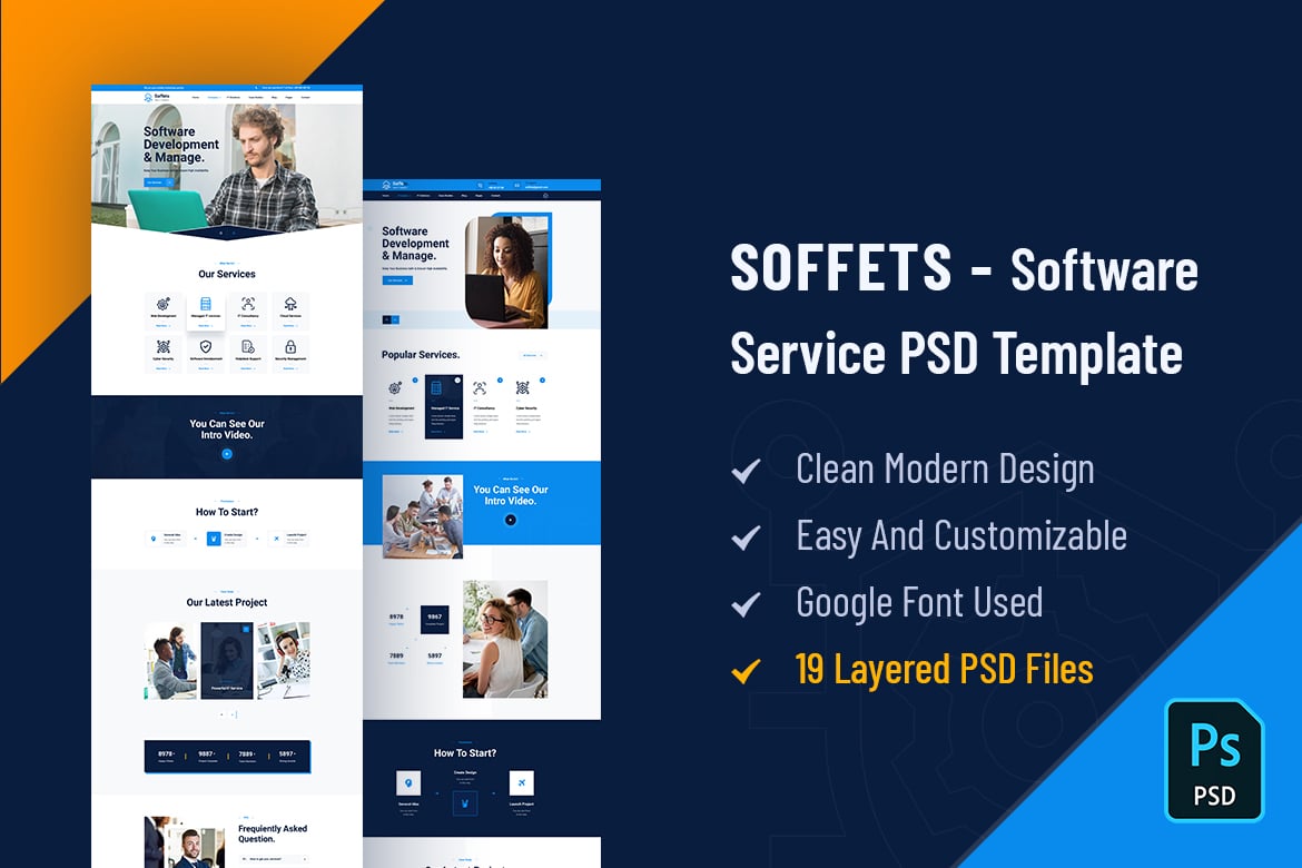 Imagen de portada de Soffets - Software and IT Service PSD Template (plantilla web)