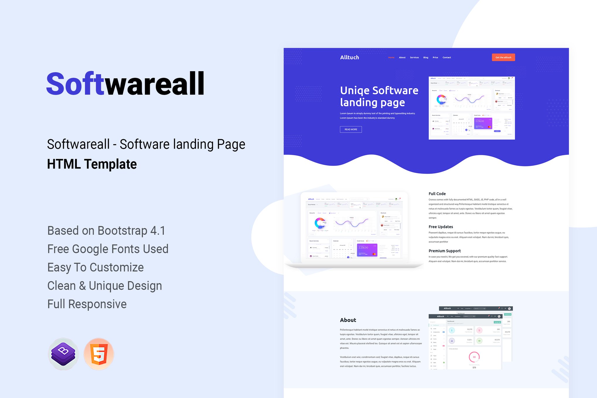 Imagen de portada de Softwareall - Software landing Page HTML Template (plantilla web)