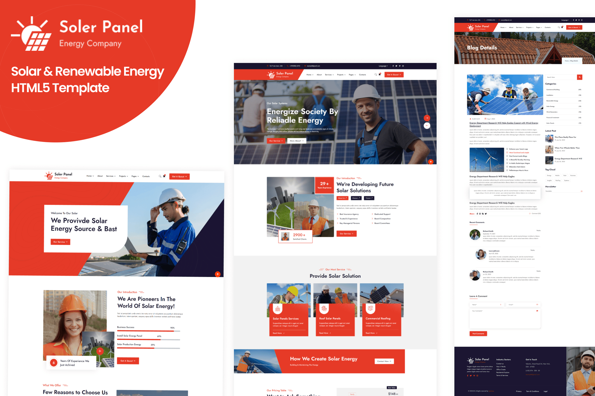 Imagen de portada de SolerPanel-Solar & Renewable Energy HTML5 Template (plantilla web)