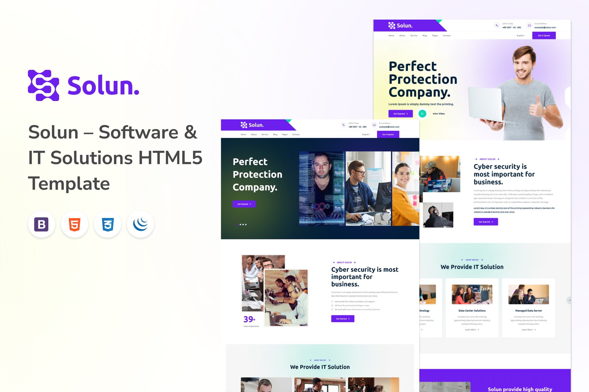 Imagen de portada de Solun – Software & IT Solutions HTML5 Template (plantilla web)