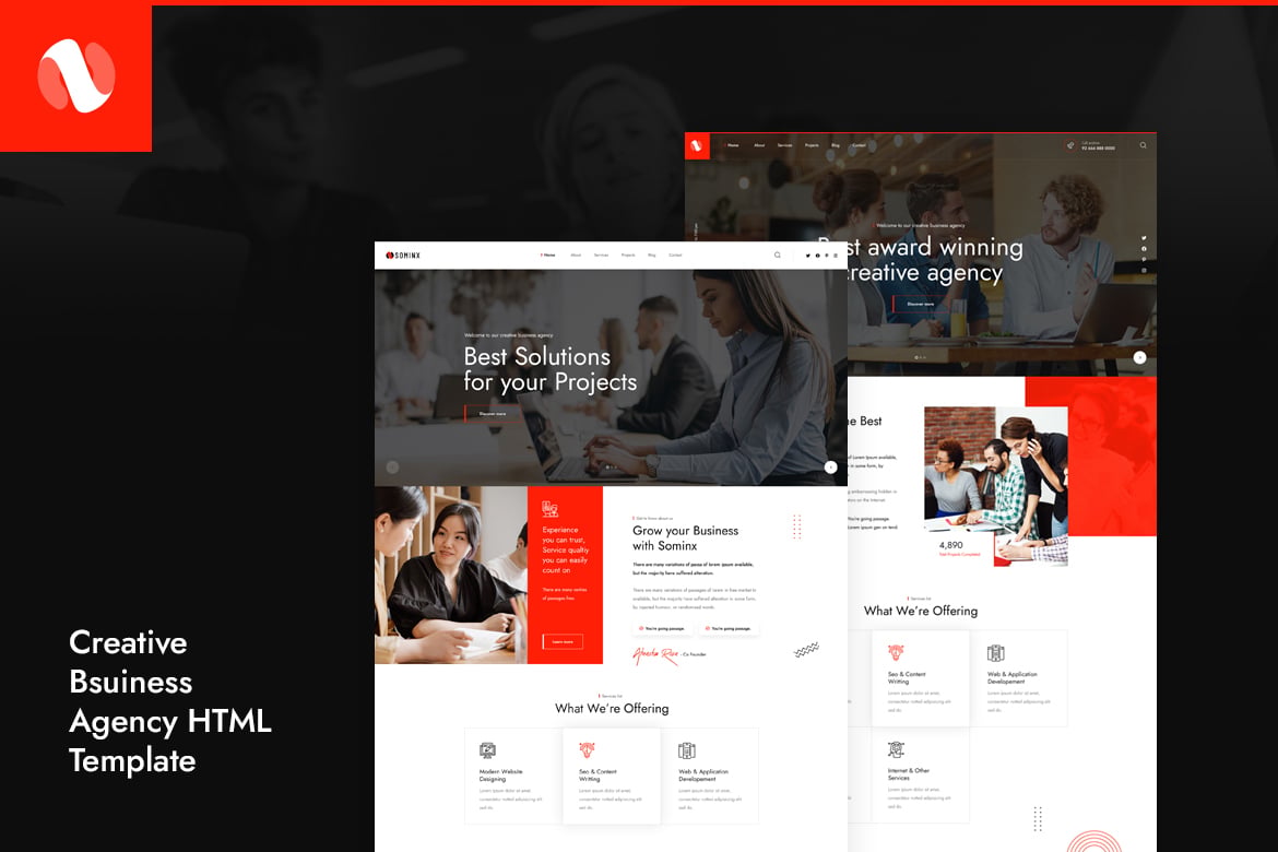 Imagen de portada de Sominx - Creative Business Agency HTML Template (plantilla web)