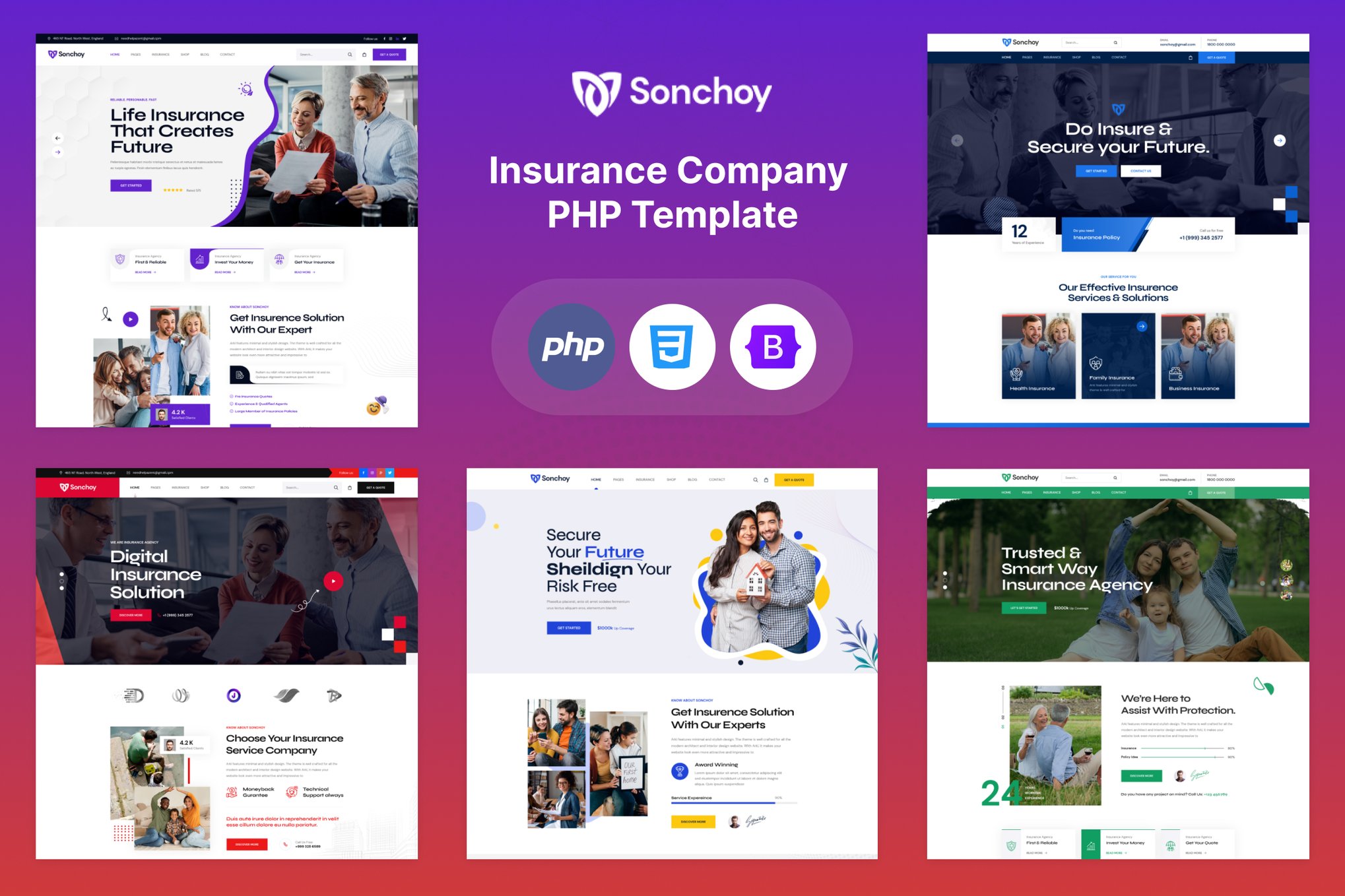 Imagen de portada de Sonchoy - Insurance Company PHP Template (plantilla web)