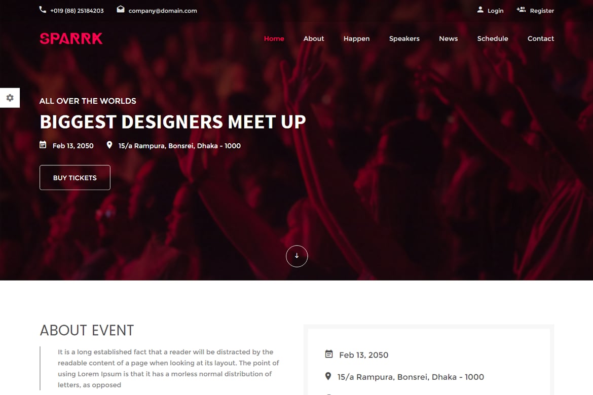 Imagen de portada de Sparrk – Event Bootstrap Template (plantilla web)
