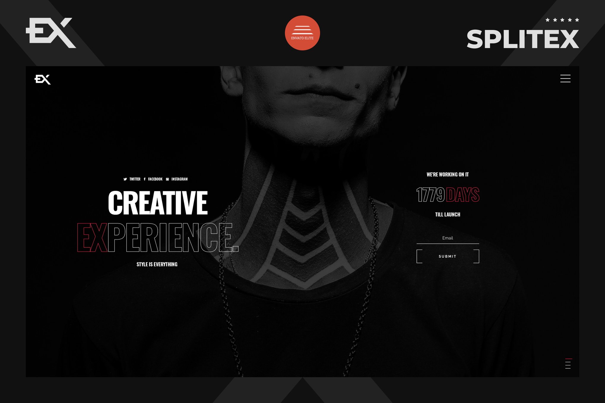 Imagen de portada de Splitex - Creative Coming Soon Template (plantilla web)