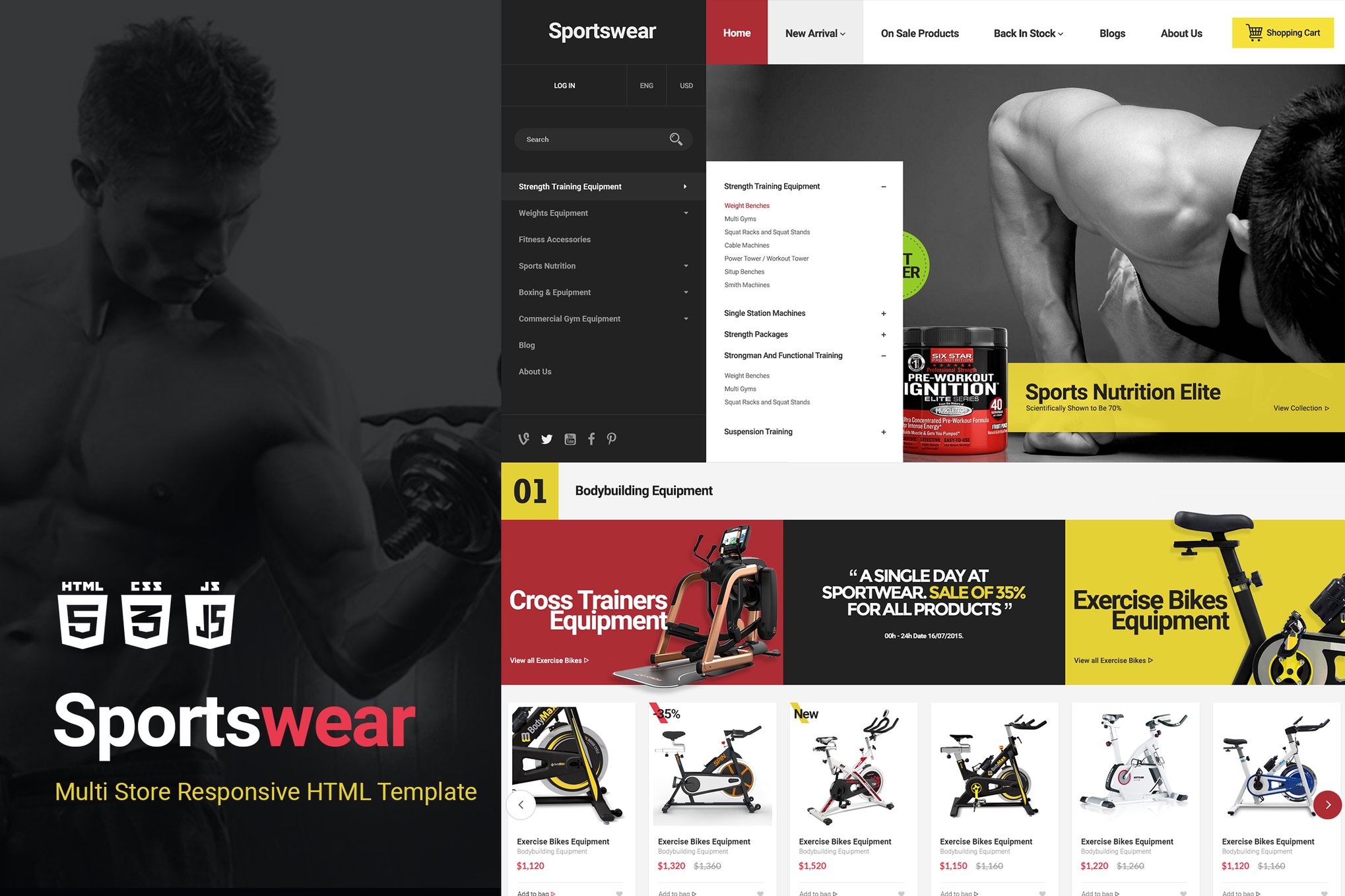 Imagen de portada de Sportwear | Multi Store Responsive HTML Template (plantilla web)
