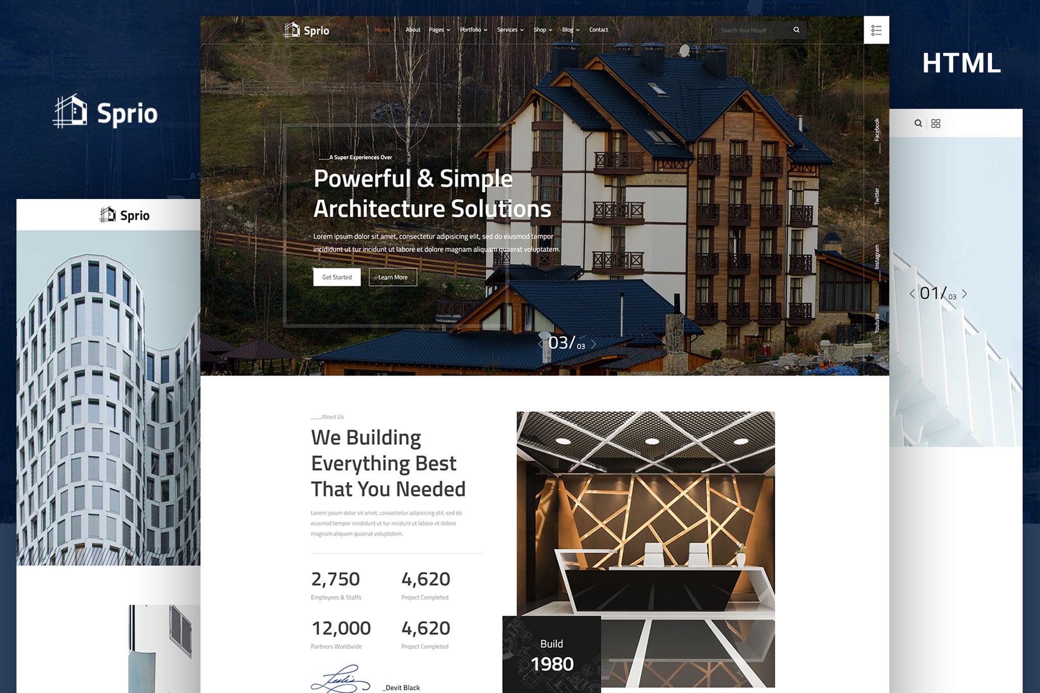 Imagen de portada de Sprio - Architect & Interior Design HTML Template (plantilla web)