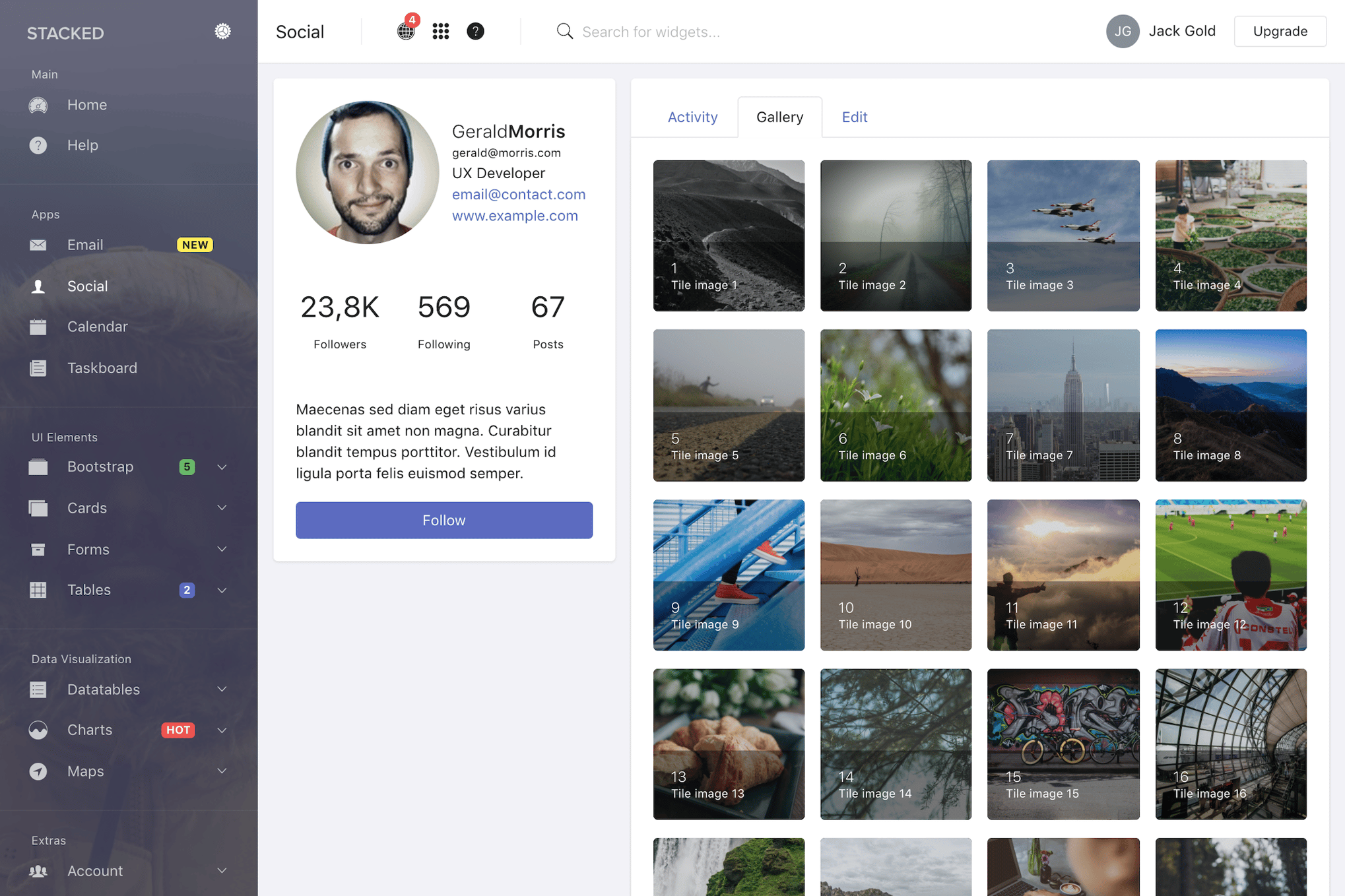 Imagen de portada de Stacked - Bootstrap 4 Angular Admin Template (plantilla web)