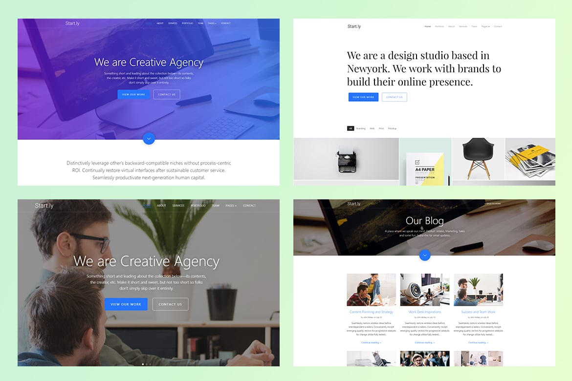 Imagen de portada de Start.ly — Agency One Page Parallax Template (plantilla web)