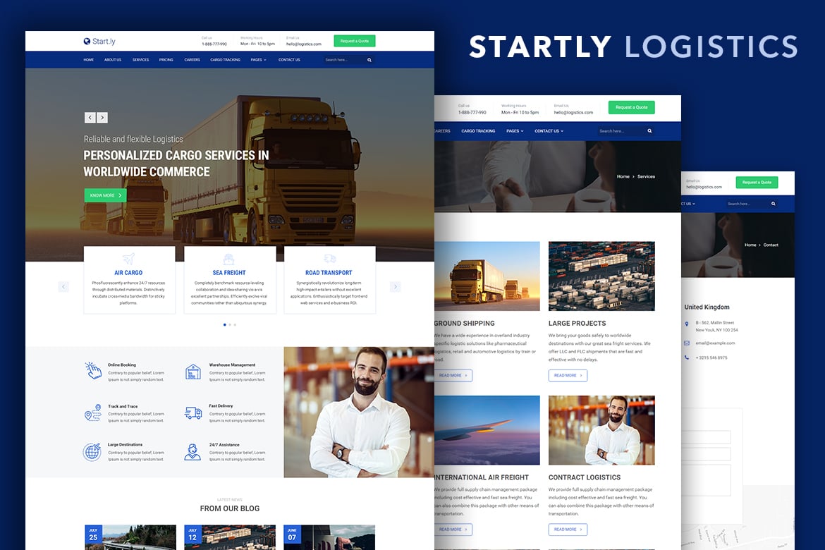 Imagen de portada de Start.ly — Logistics & Cargo Bootstrap Template (plantilla web)