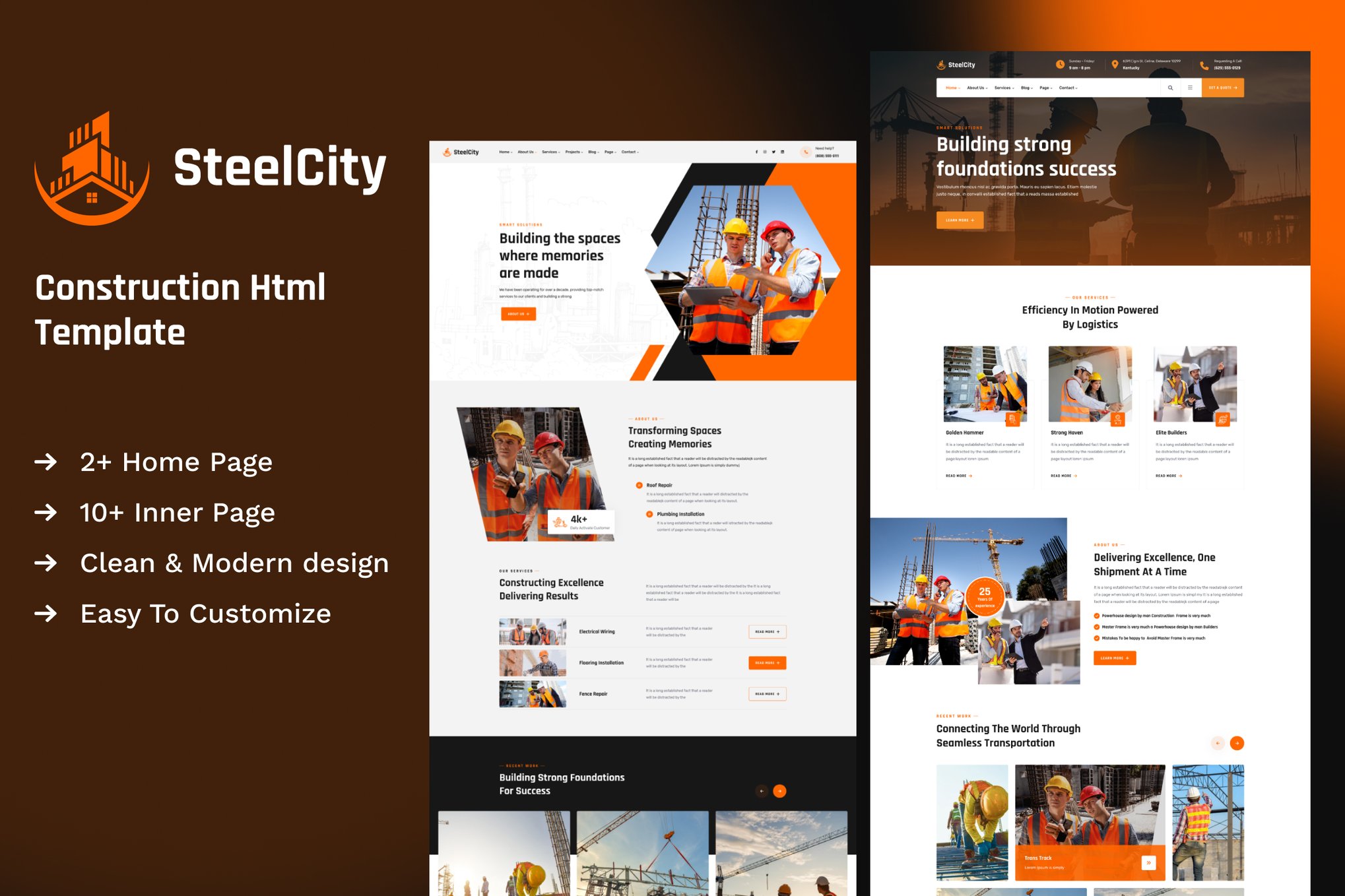 Imagen de portada de SteelCity - Construction HTML Template (plantilla web)