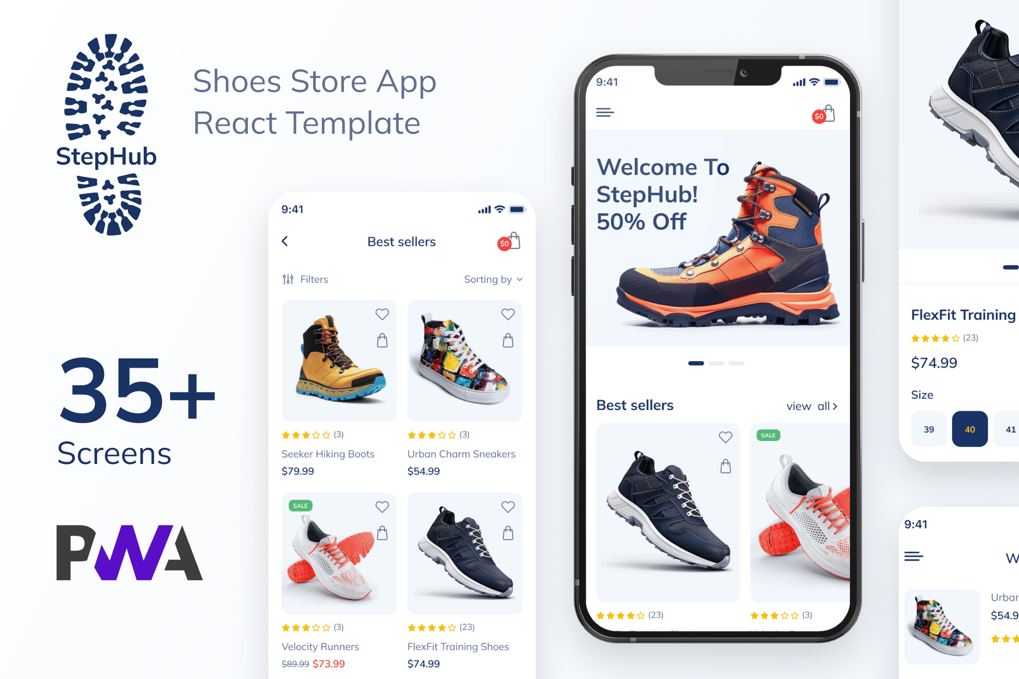 Imagen de portada de StepHub - Shoes Store & eCommerce React Mobile App (plantilla web)