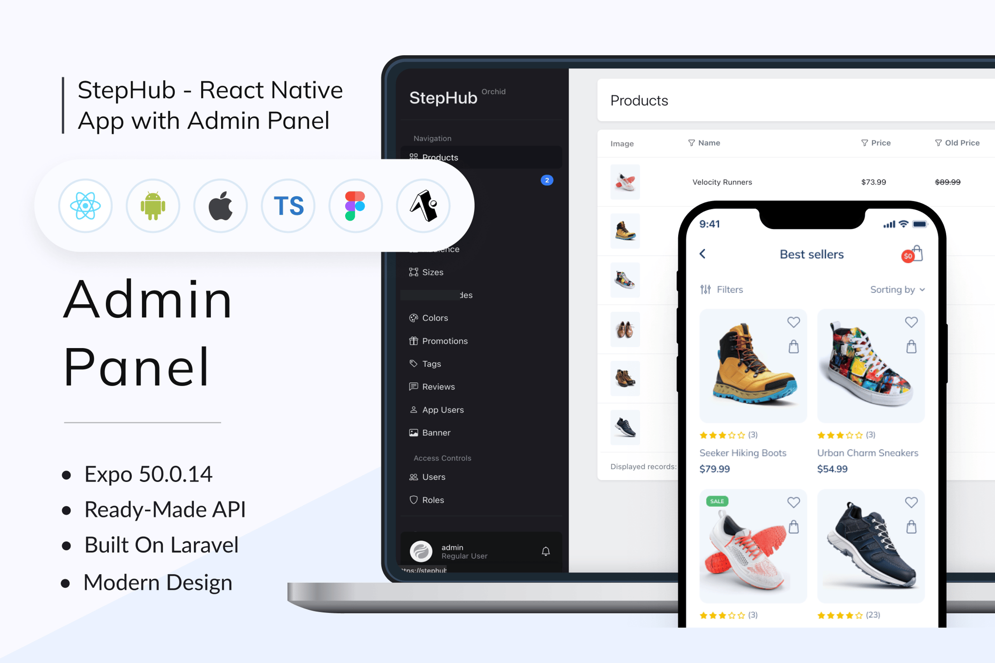 Imagen de portada de StepHub - Shoes Store Mobile App Expo (plantilla web)