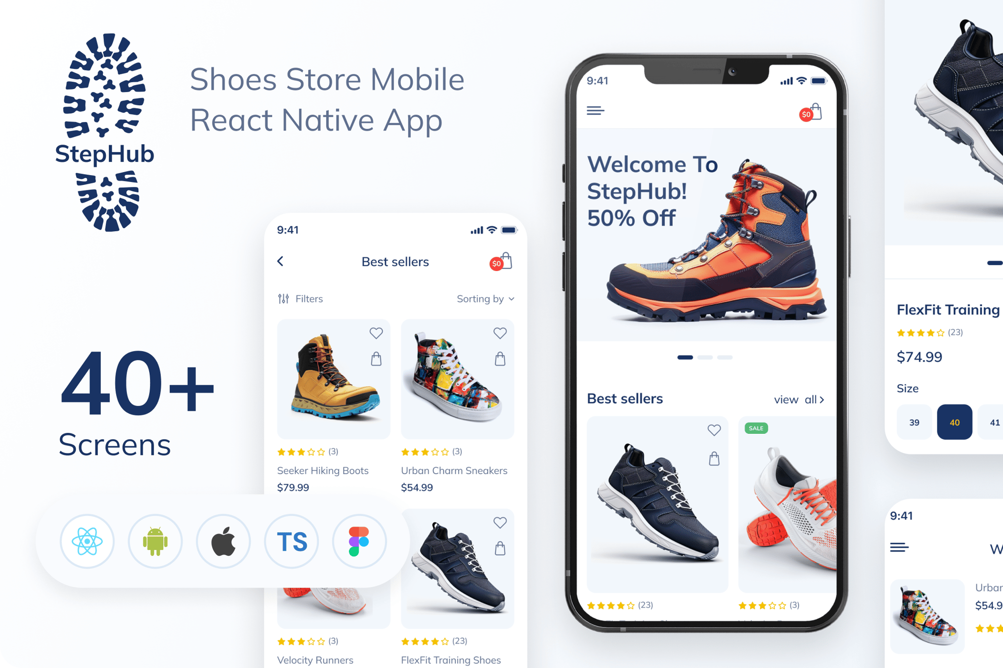 Imagen de portada de StepHub - Shoes Store Mobile App (plantilla web)