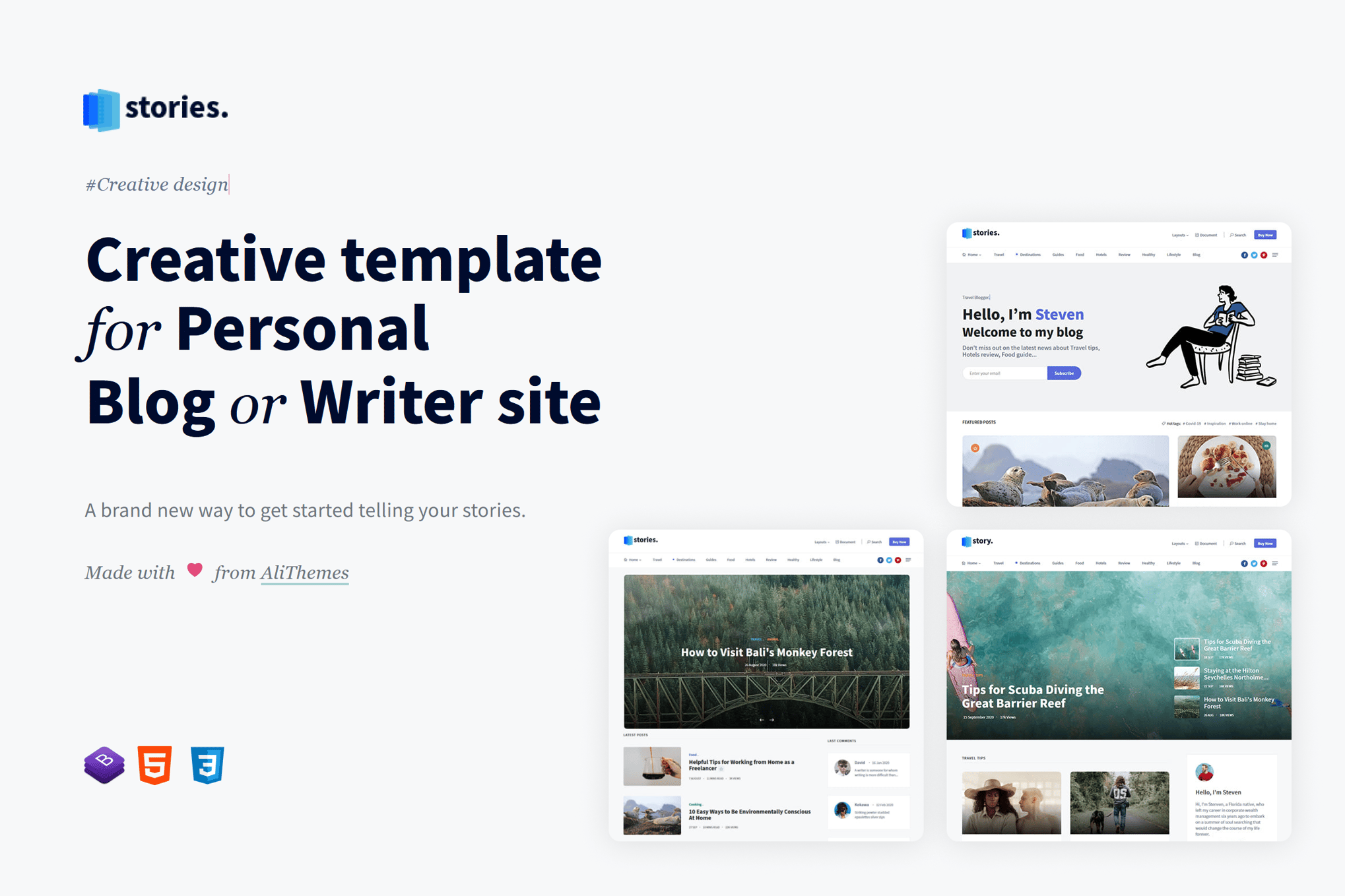 Imagen de portada de Stories - Creative Personal Blog HTML Template (plantilla web)