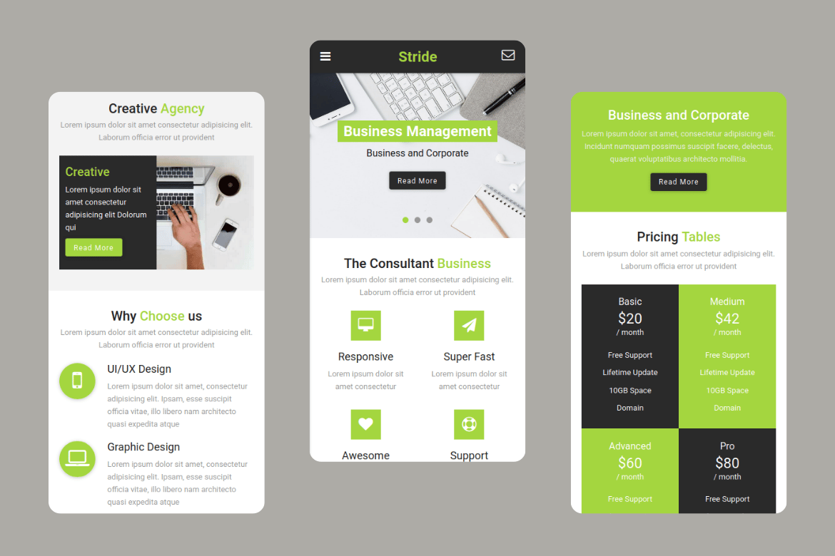 Imagen de portada de Stride - Business and Agency Mobile Template (plantilla web)