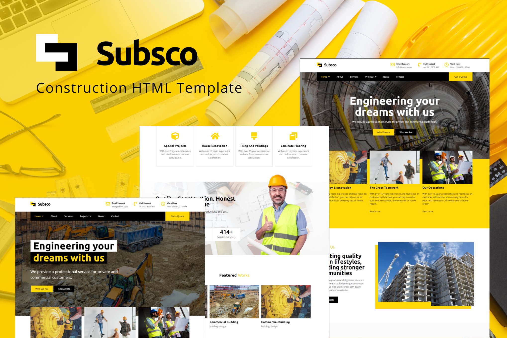 Imagen de portada de Subsco - Construction HTML Template (plantilla web)